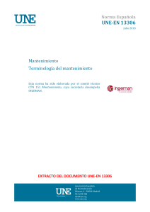 UNE-EN 13306: Terminolog&iacute;a del Mantenimiento