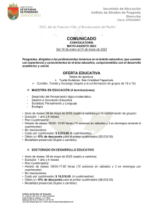 CONVOCATORIA PIFE MAYO-AGOSTO 2023