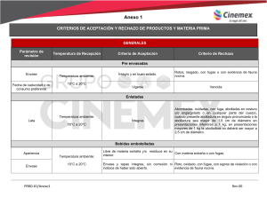 PRBO-01 Anexo1 Criterios de aceptacion y rechazo de productos y materia prima Rev.00