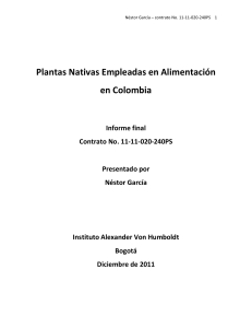 Plantas Nativas Empleadas en  la Alimentación en Colombia