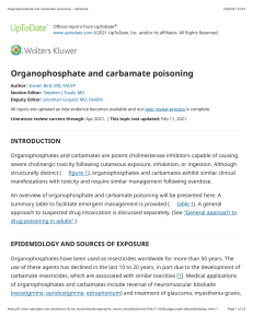 Organophosphate and carbamate poisoning - UpToDate