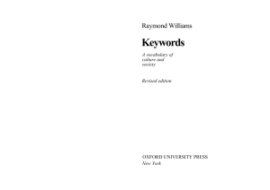 Williams, Raymond - Keywords A Vocabulary of Culture and Society