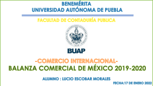 BALANZA COMERCIAL DE MÉXICO 2019-2020- LUCIO ESCOBAR MORALES