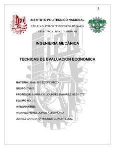 Tecnicas de Evaluacion Economica Analisis Economico Esime Culhuacan 