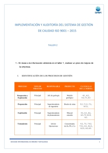 TALLER 2 - Carlos Alvarado Quispe - IMPLEMENTACIÓN Y  AUDITORIA DEL SGC ISO 9001 - 2015