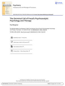 The Germinal Cell of Freud's Psychoanalytic Psychology and Therapy