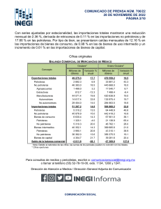 Comunicado de Prensa. Balanza Comercial de Mercancías de México