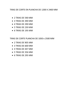 TIRAS DE CORTE EN PLANCHA DE 1200 X 2400 MM