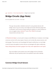 Bridge Circuits (App Note) - Support & Documentation – LabJack