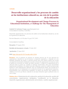 Desarrollo organizacional y los procesos de cambio en las instituciones educativas, un reto de la gestión de la educación