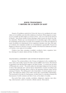 Juicio Teleológico de Kant y Sistema de la Razón