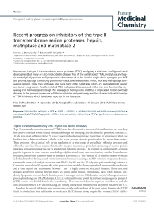 Article-2019-Recent progress on inhibitors of the type II transmembrane serine proteases, hepsin, matriptase and matriptase-2