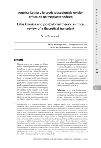 América Latina y la teoría poscolonial revisión crítica de un trasplante teórico