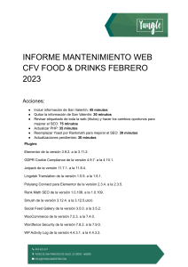 INFORME MANTENIMIENTO WEB CFV FOOD & DRINKS FEBRERO 2023