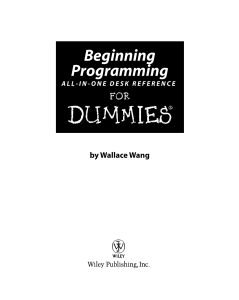 Beginning Programming ALL-IN-ONE DESK REFERENCE FOR DUMMIES