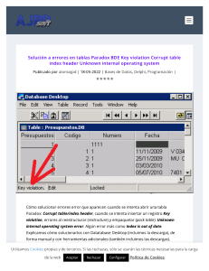 Solución a errores en tablas Paradox BDE Violación de clave Cabecera de índice de tabla corrupta Sistema operativo interno desconocido
