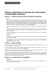 Special Conditions Of Use And Sale