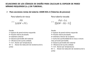 Formulas para espesor minimo requerido