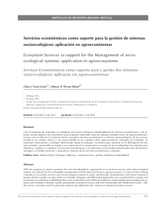 Servicios ecosistémicos como soporte para la gestión de sistemas socioecológicos- aplicación en agroecosistemas