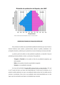 GEO. Comentario piramide poblacion España 2007