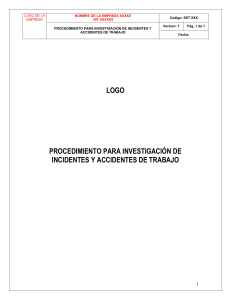 21.3. PROCEDIMIENTO DE INVESTIGACIÓN DE INCIDENTES Y ACCIDENTES LABORALES