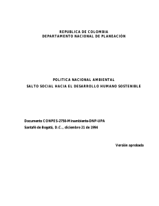 POLITICAS SOBRE EL MANEJO DE LOS R.S (Documento Conpes 2750 de 1994)