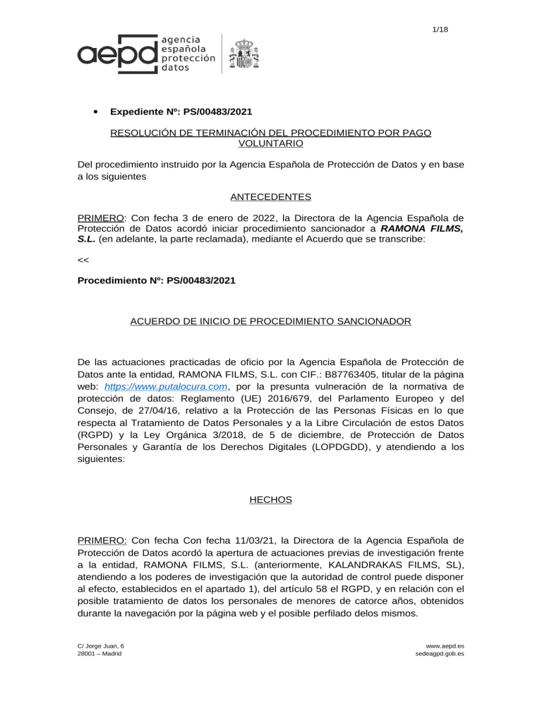 Resolución Agencia Española Protección De Datos Cookies