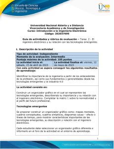 Guía de actividades y rúbrica de evaluación - Unidad 1 - Tarea 2 - El ingeniero electrónico y su relación con las tecnologías emergentes