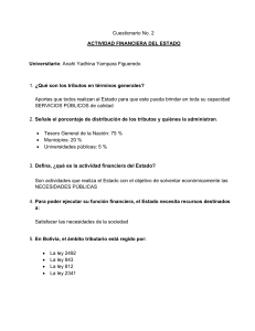 Cuestionario No. 2 - ACTIVIDAD FINANCIERA DEL ESTADO