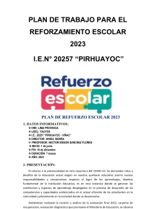 PLAN DE REFUERZO ESCOLAR 2023