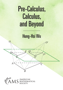 Hung-Hsi Wu - Pre-Calculus, Calculus, and Beyond (2020)