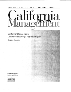 Stanford and Silicon Valley- lessons on becoming a high-tech region, Adams, St. (2005)