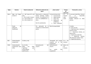 Tabla comparativas de pautas de evaluación para población infanto juvenil, utilizadas desde la Terapia Ocupacional