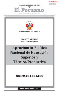 Política Nacional de Educación y Técnico-Productiva