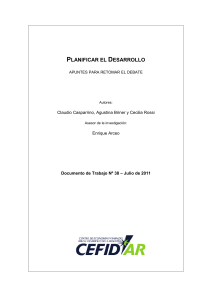 CASPARRINO, C  BRINER, A & ROSSI, C (2011) Planificar el desarrollo