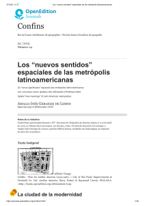 Los “nuevos sentidos” espaciales de las metrópolis latinoamericanas