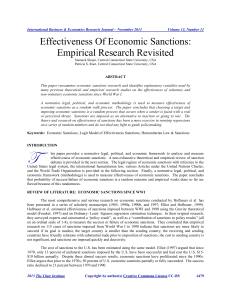 Effectiveness Of Economic Sanctions. Empirical Research Revisited
