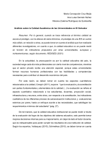 ANÁLISIS SOBRE LA CALIDAD ACADÉMICA DE LAS UNIVERSIDADES EN EL SALVADOR (1)