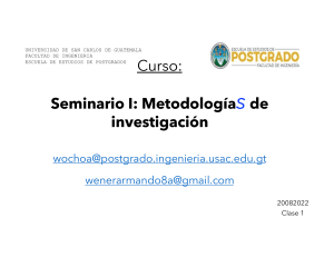 Clase1 Seminario I. Metodologiìas de investigacioìn