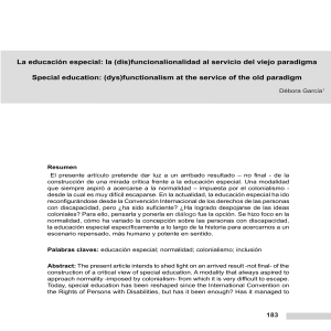 GARCIA, D. (2022) La educacion especial: la (dis)funcionalidad al servicio del viejo paradigma