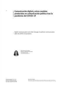 «Comunicación digital y otros cambios producidos en comunicación política tras la pandemia del COVID-19