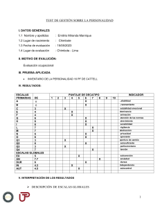 Informe de Evaluación de Personalidad 16 PF de Cattell