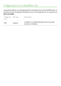 CODIGOS ERROR LIBREOFFICE 7.3