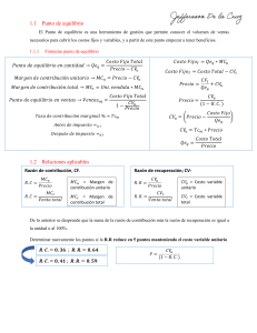 Formulario para cálculo de punto de equilibrio monoproducto y multiproducto
