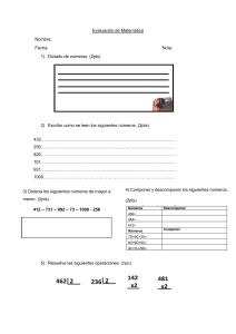 Evaluación de Matemática para 2 grado