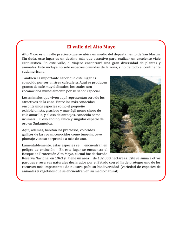 El valle del Alto Mayo