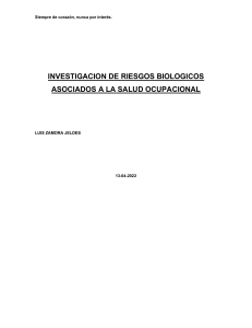 Investigación agentes biológicos en la Salud Ocupacional