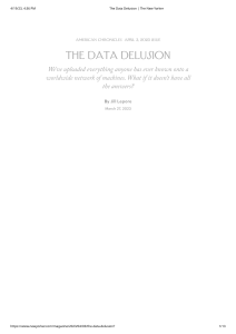 The Data Delusion - The New Yorker
