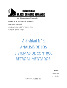 Actividad N° 4 ANÁLISIS DE LOS SISTEMAS DE CONTROL RETROALIMENTADOS YOSUE PIÑA