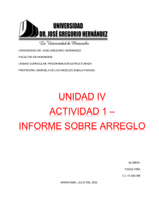 UNIDAD IV - ACTIVIDAD 1 - INFORME SOBRE ARREGLO YOSUE PIÑA